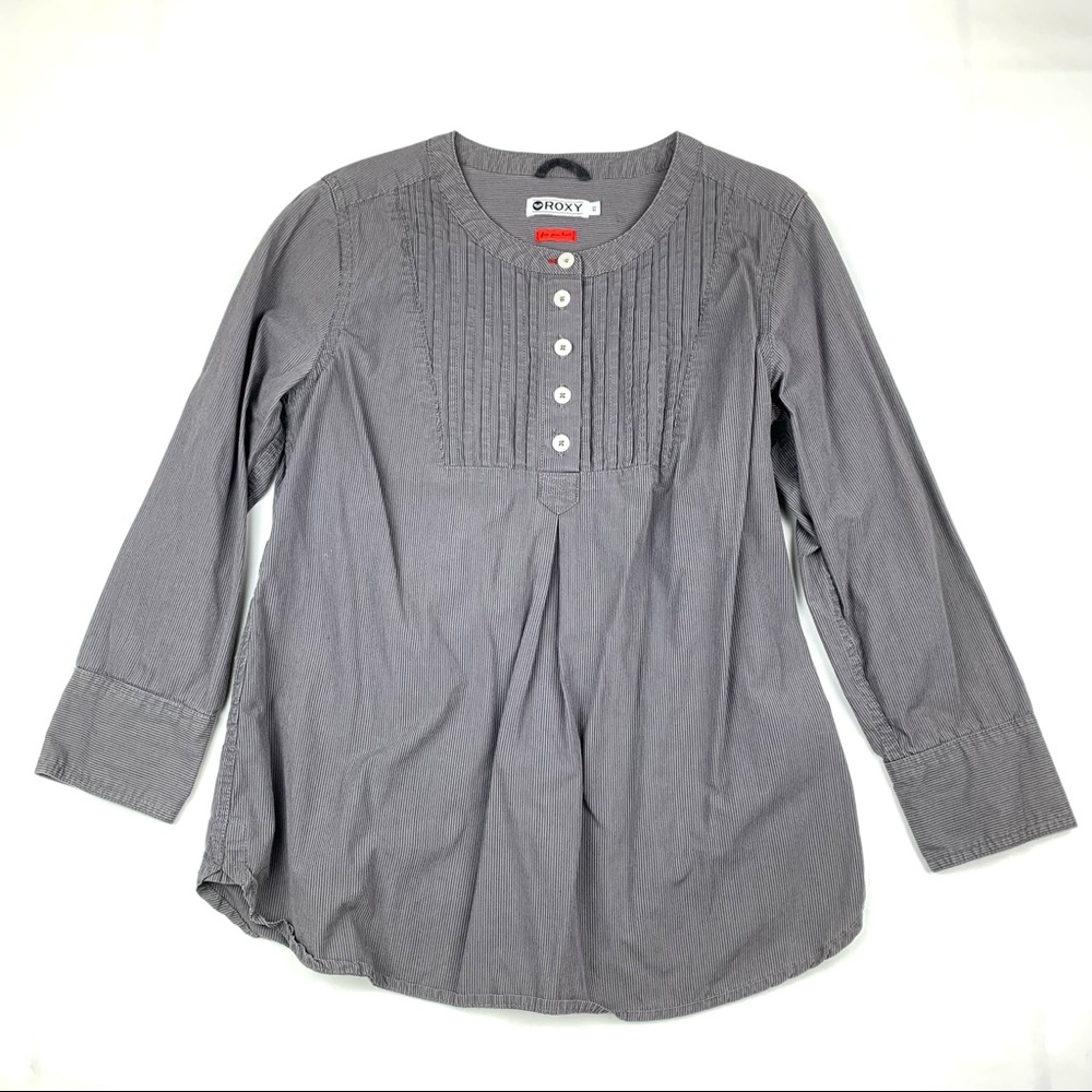 Grey Long Sleeve 100% Cotton Top Dude Stripe by ROXY, XS